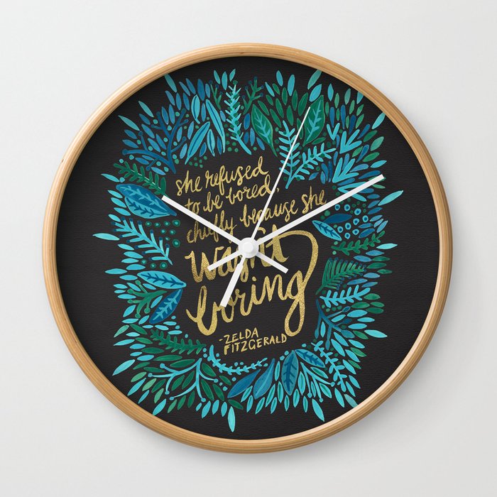 Zelda Fitzgerald – Blue on Black Wall Clock