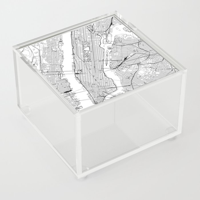 New York City White Map Acrylic Box