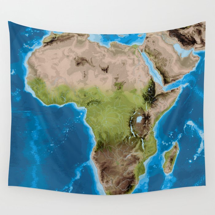 Topographic map of Africa with vegetation Wall Tapestry by 