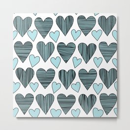 Cute blue hearts Metal Print