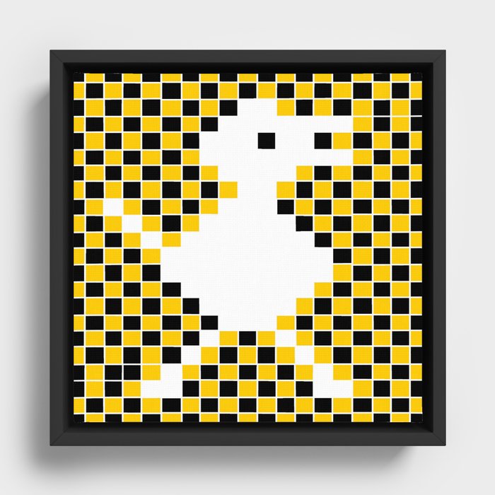Chick in pixel art 1 Framed Canvas