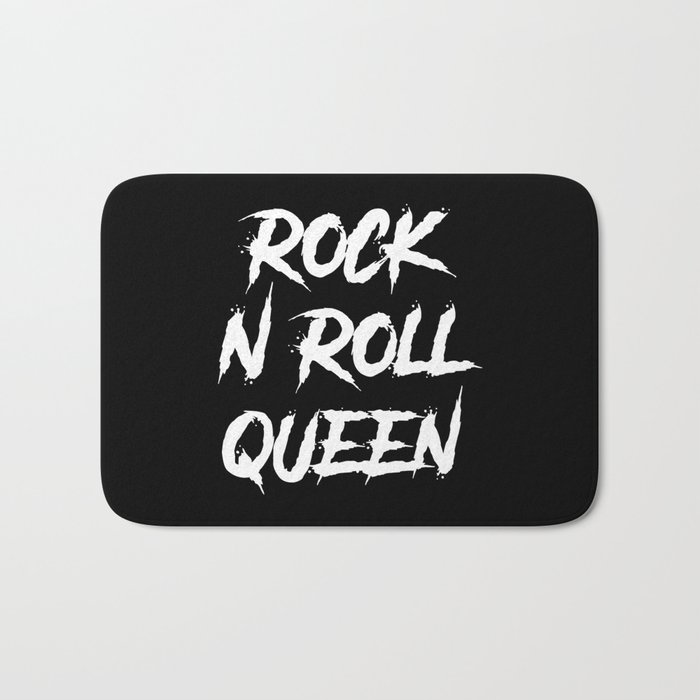 Rock and Roll Queen Typography White Bath Mat