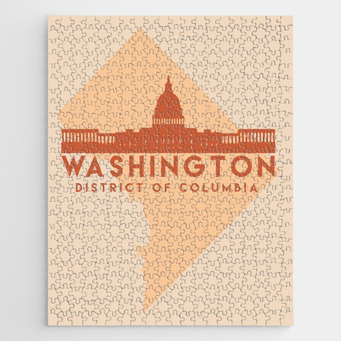 WASHINGTON DC CITY MAP SKYLINE EARTH TONES Jigsaw Puzzle