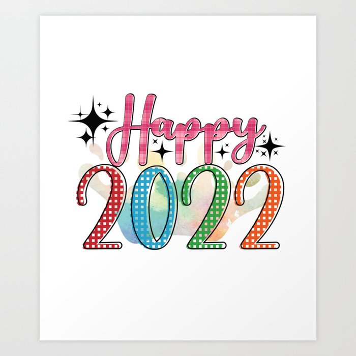 Happy New Year 2022 Vintage New Years Eve Party Graphic Design Digital Graphite New Year2022 New Year's New Years Eve Party Funny New Year Holidays & Events US Holidays  Art Print