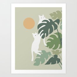 Cat and Plant 42 Art Print