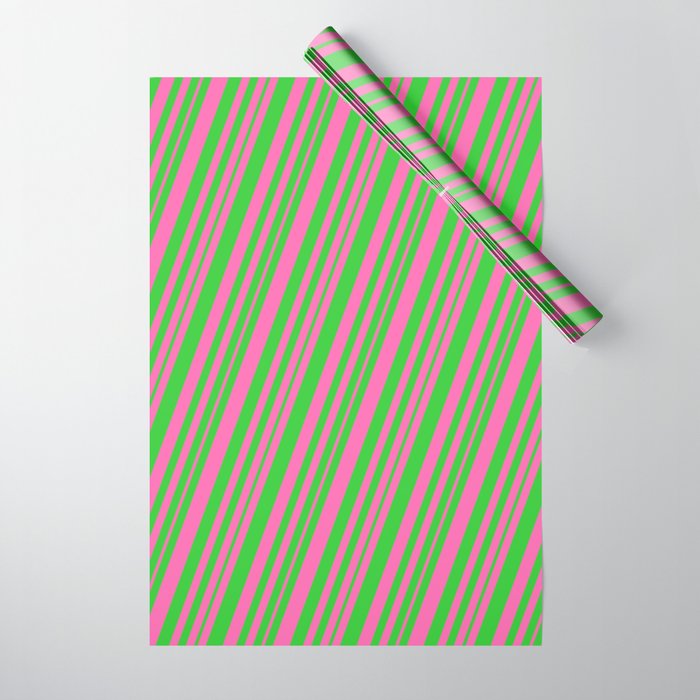 Hot Pink & Lime Green Colored Lines/Stripes Pattern Wrapping Paper