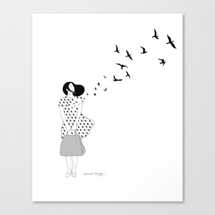 Once She Saw the Birds Flying Off Canvas Print