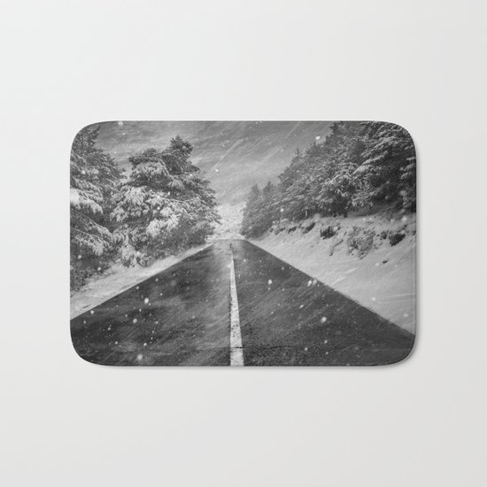 "Snowstorm in the road" At the mountains Bath Mat