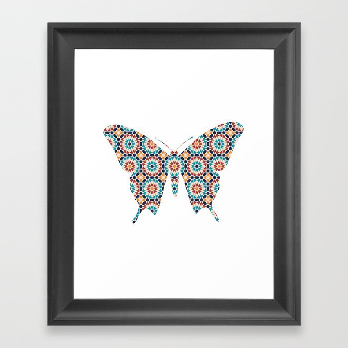 BUTTERFLY SILHOUETTE WITH PATTERN Framed Art Print