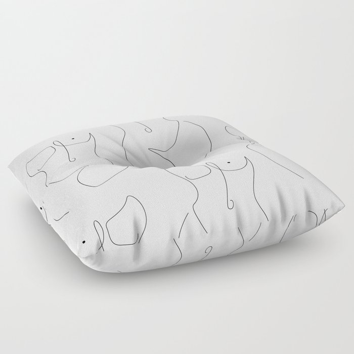 Fine Curve Line / Naked woman's body drawing Floor Pillow