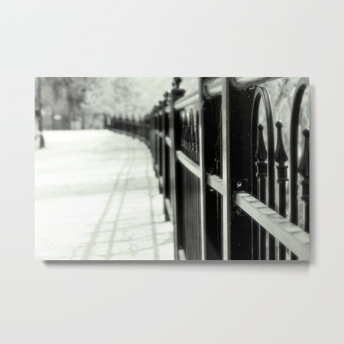 Black and white fence Metal Print