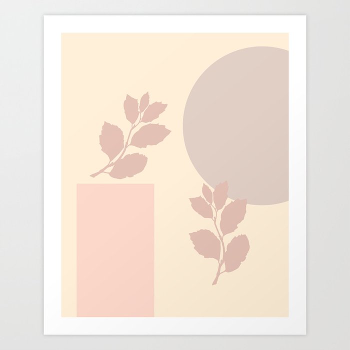 Pastel Fall Leaves - modern abstract illustration inspired by Matisse Art Print