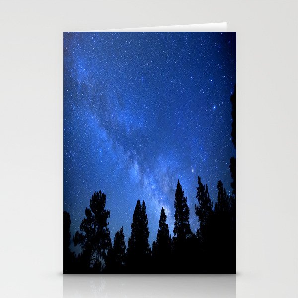 Milky Way (Black Trees Blue Space) Stationery Cards
