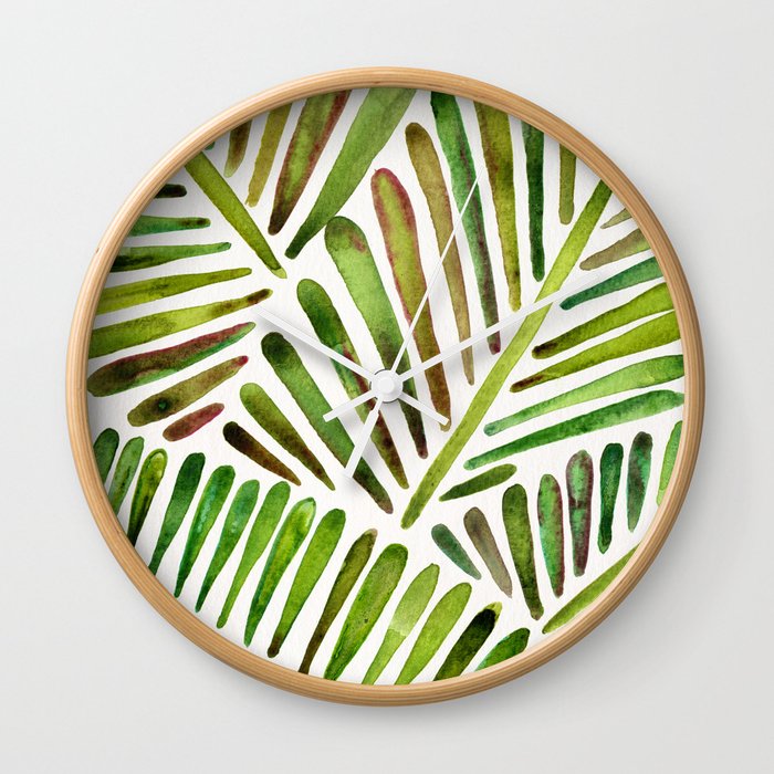 Tropical Banana Leaves – Green Palette Wall Clock