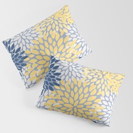 Modern Flowers Print, Yellow, White and Blue Pillow Sham