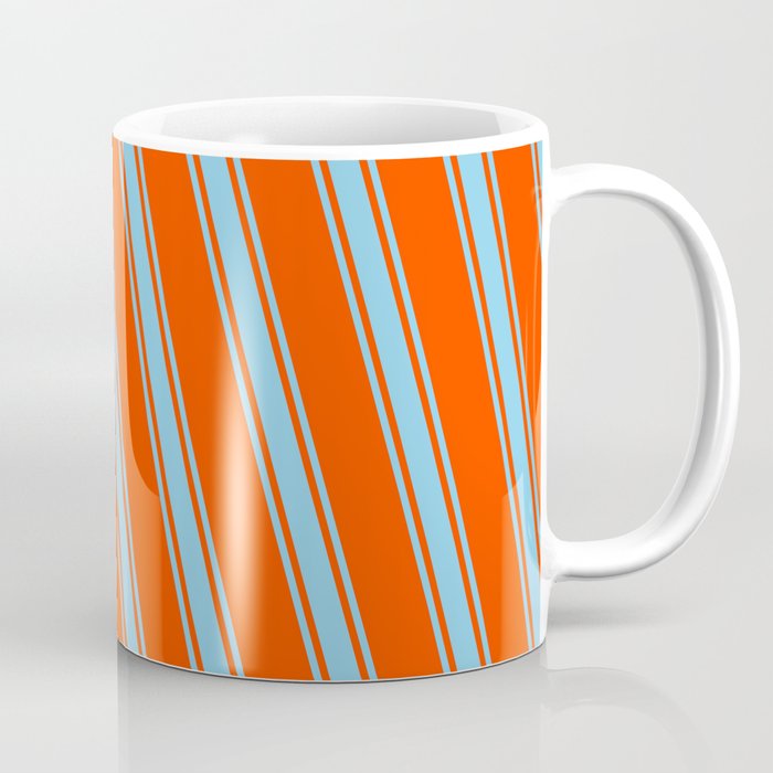 Red and Sky Blue Colored Pattern of Stripes Coffee Mug
