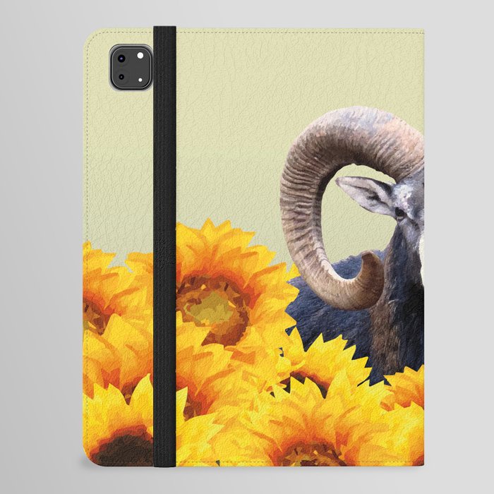 Aries Mouflon Sunflower Blossoms iPad Folio Case