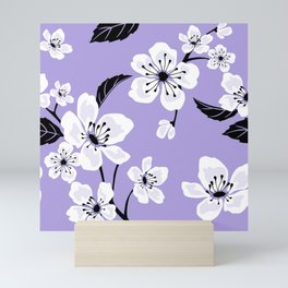 Light Pastel Purple & White Sakura Cherry Tree Flower Blooms - Aloha - Hawaiian Floral Pattern Mini Art Print