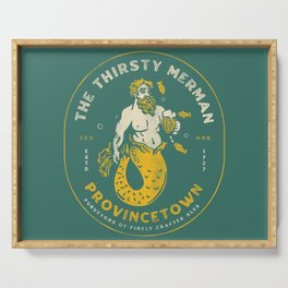 The Thirsty Merman, Provincetown, Cape Cod Massachusetts. Cool Nautical Travel Art Serving Tray