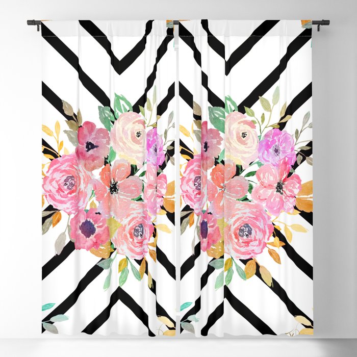 Watercolor Floral And Geometric Diamond Design Blackout Curtain By Inovarts Society6 