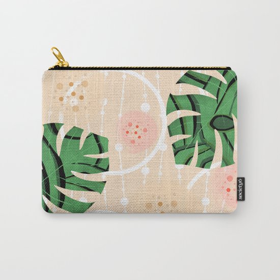 Monstera on beige background. Carry-All Pouch