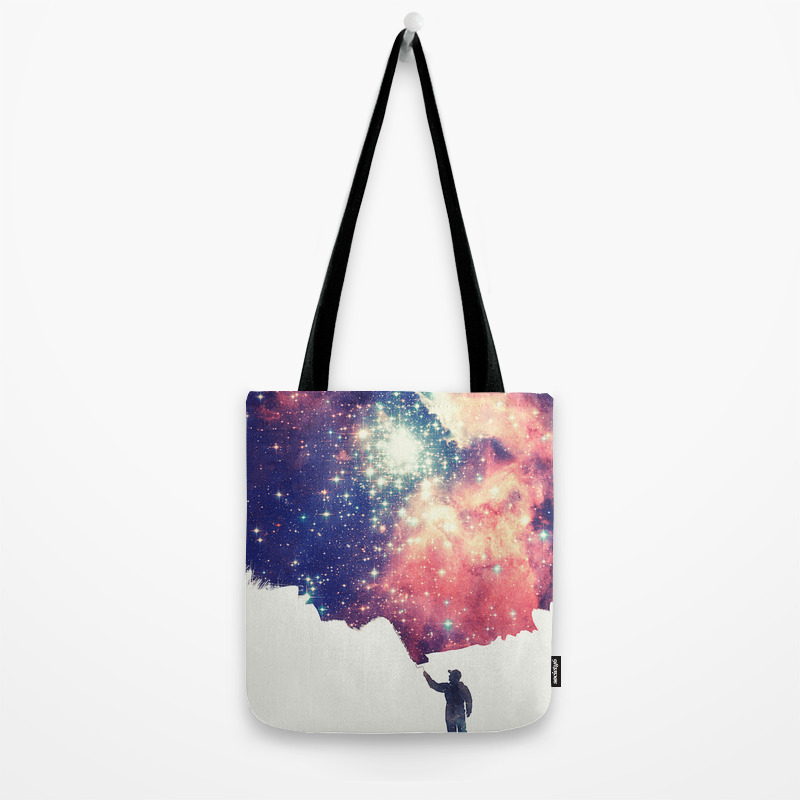 Painting The Universe Colorful Negative Space Art Tote Bag By