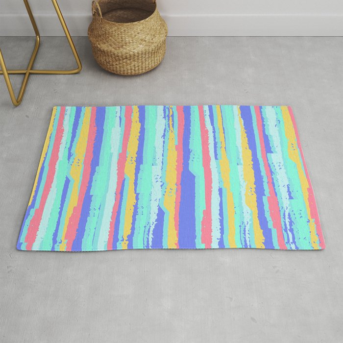 Abstract psychedelic pattern in  Y2K bug style  Rug