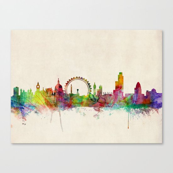 London Skyline Watercolor Canvas Print