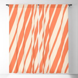 [ Thumbnail: Coral & Beige Colored Pattern of Stripes Blackout Curtain ]