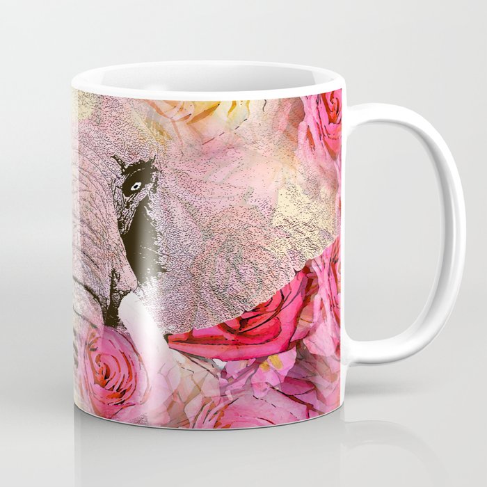 Elephant and Pink Roses Coffee Mug