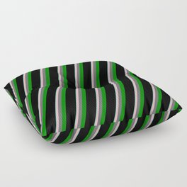 [ Thumbnail: Vibrant Aquamarine, Light Pink, Dim Gray, Green & Black Colored Lined/Striped Pattern Floor Pillow ]