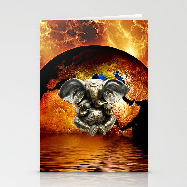 Elephant Ganesha and Earth Stationery Cards