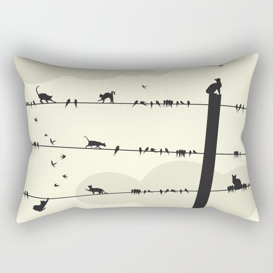 Cats and Birds Rectangular Pillow