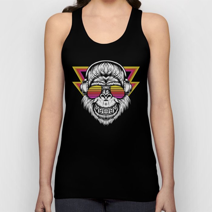 Angry Retro Gorilla Music Monkey Illustration Tank Top