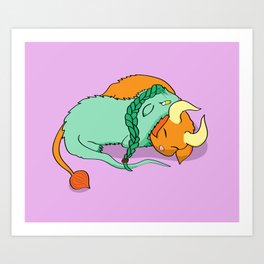 Dinku and Furret Art Print