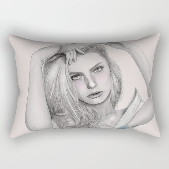 Sleepy Beauty Drawing (Digital Art) Rectangular Pillow