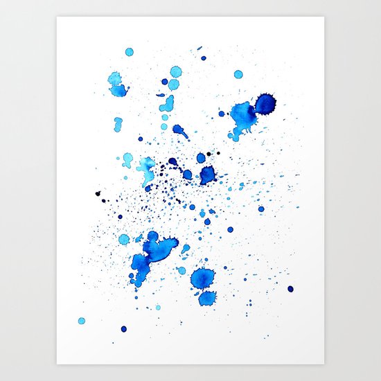 Blue Splatter Art Print