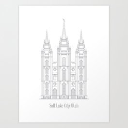 Salt Lake Temple Art Print | Illustration, Architecture, Vector, Graphic Design 