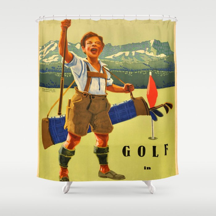 Vintage poster - Golf in Deutschland Shower Curtain