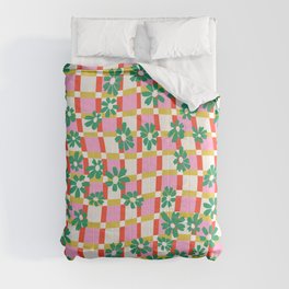 Distorted Geometric Floral Comforter