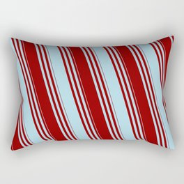 [ Thumbnail: Dark Red & Light Blue Colored Striped Pattern Rectangular Pillow ]