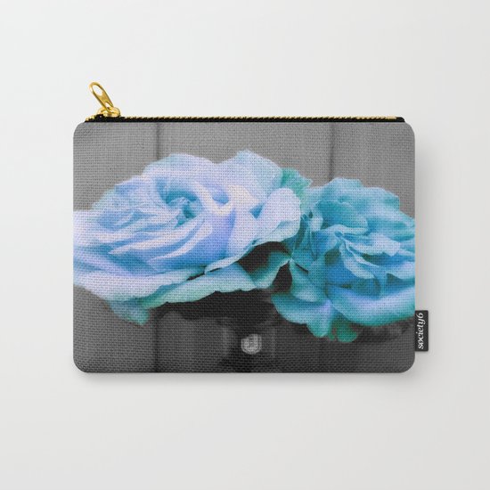 fLoWers Aqua Blue Pop of Color Carry-All Pouch