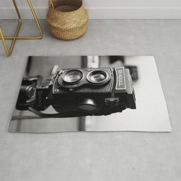 Vintage Camera Tri-pod Seagull black and white photograph - photography - photographs wall decor Rug
