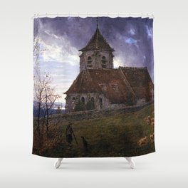  Église de Chelles Le Soir - Edwin Deakin Shower Curtain