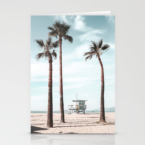 Lifeguard Tower California Beach Palm Trees Stationery Cards