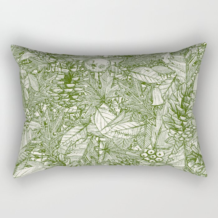 forest floor green ivory Rectangular Pillow