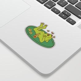 Libra Frog Sticker | Illustration, Graphicdesign, Seventies, Colorful, Curated, Zodiacsign, Green, Retro, Nature, Tarotcard 