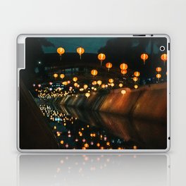 China Photography - Chinese Lanterns Hanging Over A Canal In The Night Laptop Skin