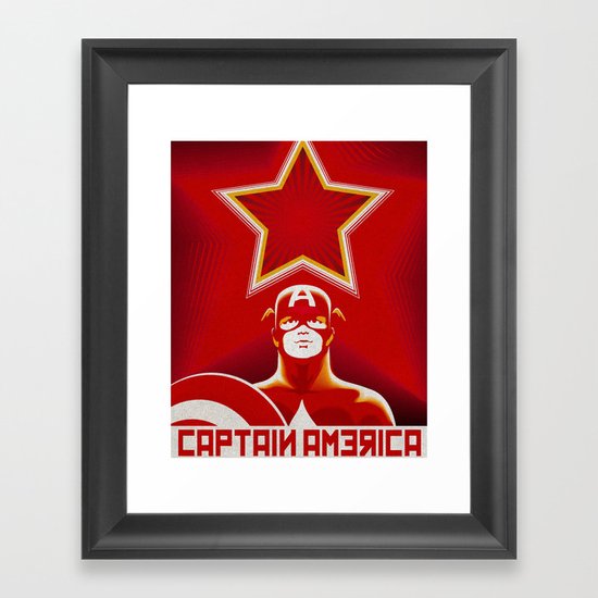 Soviet Art - Captain America Framed Art Print