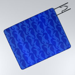 Blue Silk Metallic Seahorse Modern Collection Picnic Blanket
